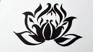 How to draw a lotus flower tattoo || Tribal lotus flower