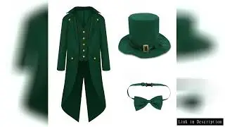 3PC Outfit Leprechaun Costumes Gothic Vintage Steampunk Halloween Tailcoat with Leprechaun Hat Bow T
