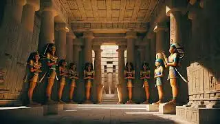 Free Stock Videos - AI animation - the interior of an egyptian temple with statues