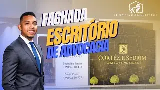Projeto de Fachada: Escrit&oacute;rio de Advocacia com Estilo Neutro e Logotipo Dourado