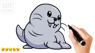 (◕⩊◕) How to Draw a Walrus (Cute and Easy) 🦭