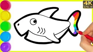 How to draw rainbow shark fish Drawing easy || Step by step Colouring fish Drawing for beginners.