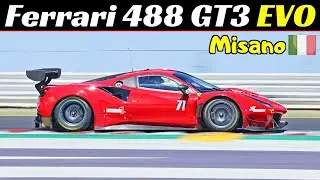 Ferrari 488 GT3 EVO - 600Hp V8 Twin-Turbo Engine Sound at Misano Circuit - Kateyama Track Days