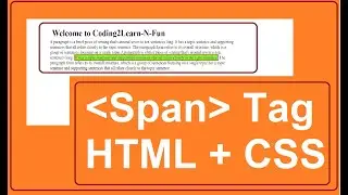 #HTML #CSS || Learn SPAN TAG || Format Text with SPAN TAG || Inline Change of Font with Span Tag.