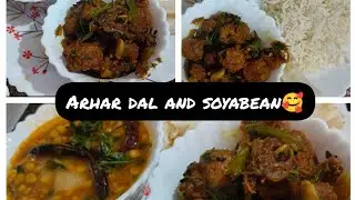 Quick and easy tasty arhar daal and soyabean recipe 🔥😋#food #indianrecipes #cooking 