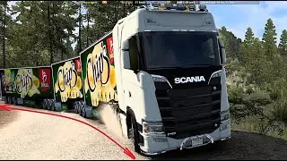Camion Triple Remolque en Mexico Scania s730 Transportando Botanas American Truck Simulator