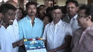 Vijay 59 Pooja : Vijay wows in charming traditional appearance | Atlee, Radhika, SA chandrasekhar