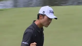 Kevin Na buries a 30-foot putt for eagle at CIMB