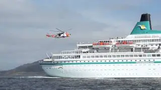 Helicopter Rescue Operation in cruising ship - North Norway