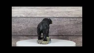 Rustic Wildlife Forest Black Bear Fishing By Rocky River Bank Figurine Decor