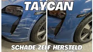 PORSCHE TAYCAN bumper schade dan maar zelf hersteld