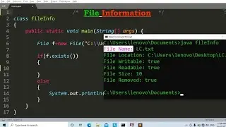 java program to display the file information | Learn Coding