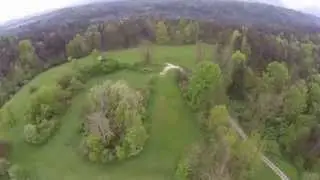 Flying with quadcopter over Križ castle (HD)