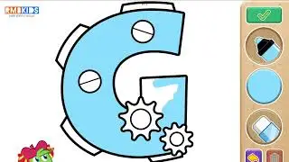 G for Gear Drawing | Colourful A&ndash;Z Alphabet Drawing for Kids | Easy Gear Drawing for Children