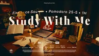 1-Hour Study with Me / Fireplace sounds only / Late at night at home ✍️ / Pomodoro 25-5