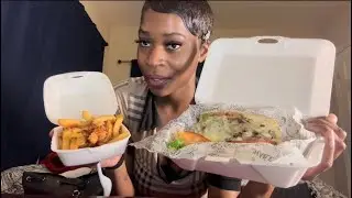 Charleys Mukbang Philly Cheesesteak With Loaded Chesse & Bacon Fries (Eating Sounds)