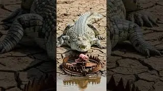 Crocodile Eyes Rusty Trap Laden with Meat #CrocEncounter #RiverPredator #TrapScene