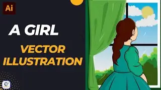 A Girl Vector Illustration  | Adobe Illustrator