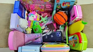 unboxing hot stationery collection, pencil box, pop it case, pencil sharpener, notebook, eraser, kit
