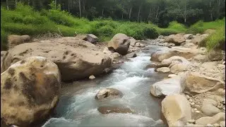 Bright Forest Stream with Crystal Waters Rushing Through Stones for Sleep, Focus, and Mind Reset
