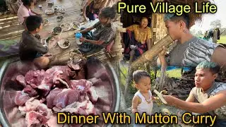 Collecting Lots of Green Vegetables From Farm || Dinner With Mutton Curry🤤 || Pure Village Life❤️