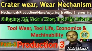 3/11. Crater wear || Wear Mechanism || Chipping Off || Notch Wear || Tool Life Criteria ||  #ASKAzad