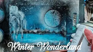 Easy WINTER LANDSCAPE Spray Paint Art | #winterscene spray painting