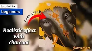 How to draw this realistic effect in charcoal - used this simple trick || for beginners 