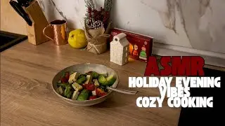 Holiday Evening Vibes 🎄 Cozy ASMR Cooking | Vegan Salad & Herbal Tea