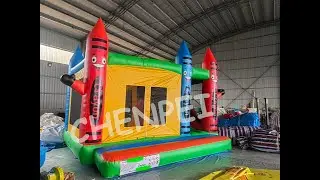 New Crayon bouncy castle with slide combo #inflatablessale #bouncehouseforsale #inflatablegames