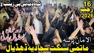 Matam E Matam 16 Rajab 2026 Dhudial | Noha Bibi Zainab (a.s) | Sajjadia Sangat | Dhudial Party 