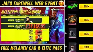 FREE JAI CHARACTER AND GUN SKINS ||JAI FAREWELL EVENT CALENDAR DETAILS|| FREE MCLAREN EVENT REWARDS