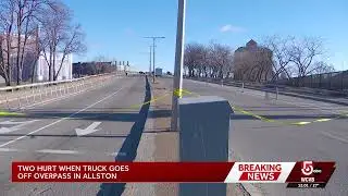 2 injured when truck goes off highway overpass in Allston