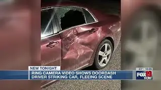 Ring camera video shows DoorDash driver striking car, fleeing scene