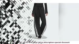 Adidas Women's Black Wide - Leg Track Pants, Drawstring Waist, 3 - Stripe Design, for Casual & Sport