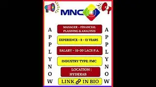 MNC - Manager - Financial Planning & Analysis