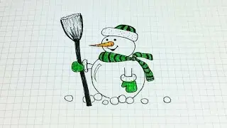 Простые рисунки #162. Как нарисовать снеговика красавчика=)