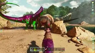  BRONTOSAURIOS VS REXES VS UN ACRO VS UN ALFA CARNO VS DINOS ESQUELETOS Y M&Aacute;S/ ARK ASCENDED 