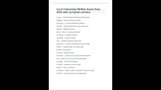 Court Interpreter Written Exam Prep 2023 with complete solution