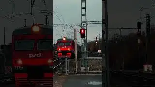 Решил добавить эффекты,как вам.ЭТ2м-140 прибывает на станцию Кушелевка #поезда #train #поездавидео