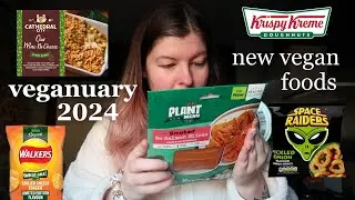 trying veganuary foods (2024): eating new in vegan foods for 28 minutes straight