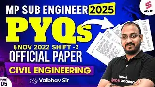 MP Sub Engineer Previous Year Question Paper Civil | MP Sub Engineer Classes Civil by Vaibhav Sir