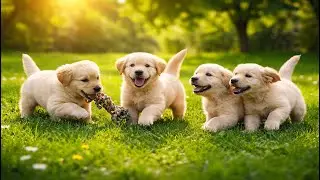 🐶🌸 Happy Puppy Family Enjoying Playtime Outdoors | Relaxing Dog Video | Cute Dog Sounds