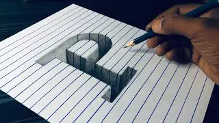 Draw a Letter P Hole on Line Paper - 3D Trick art