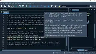 Python 51: Using the print function, end a statement with a character.