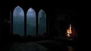 Rainy Night in a Castle Corner 🌧️🔥 | Heavy Rain & Thunderstorm Ambience for Deep Sleep