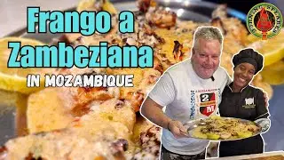 Frango a Zambeziana (kurczak Zambeziana) szefa kuchni Americana na grillu w Tofo w Mozambiku!
