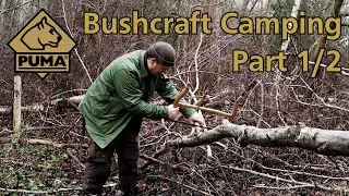 1/2 - Quick Bushcraft Camp: Tarp Setup, Outdoor Stove Fire, Carving Project with the PUMA Automesser