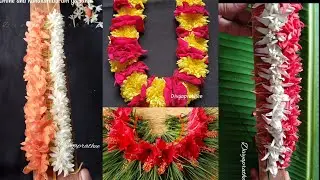 5 different types of flower garlands/Easy flower mala for god/poomalai/temple GARLAND/pooja decor