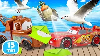 Rayo McQueen y Mater trabajan juntos. ¡Qué buen equipo!